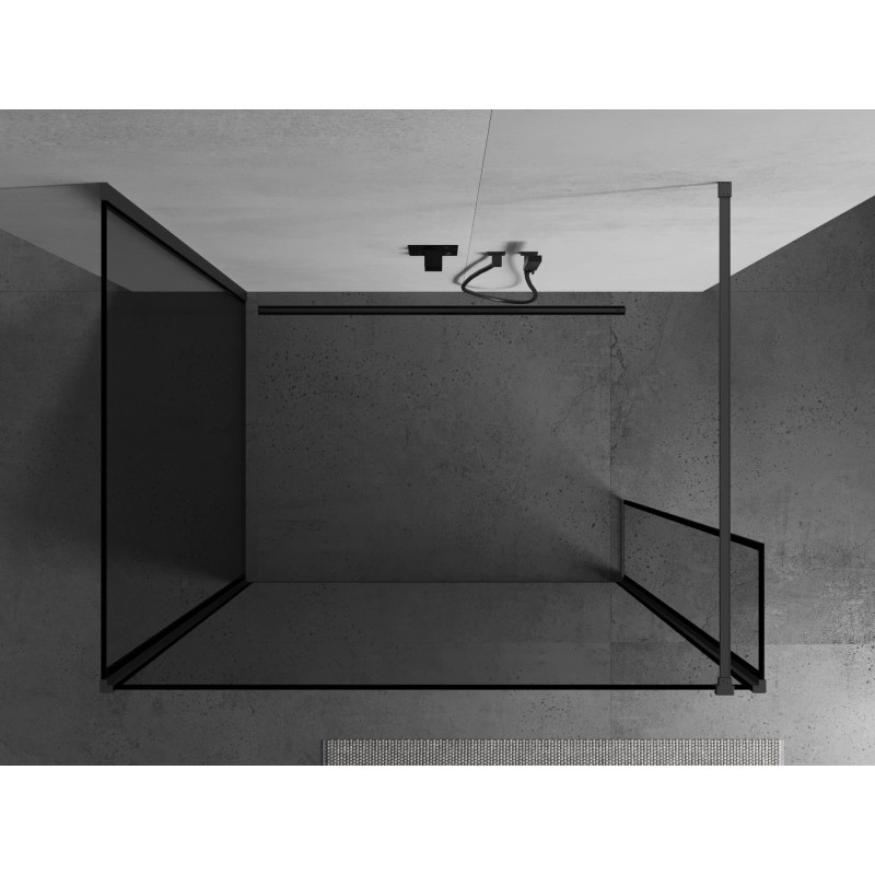 Mexen Kioto perete de duș Walk-in 130 x 100 x 30 cm, cadru negru, gun metal - 800-130-100-221-95-70-030
