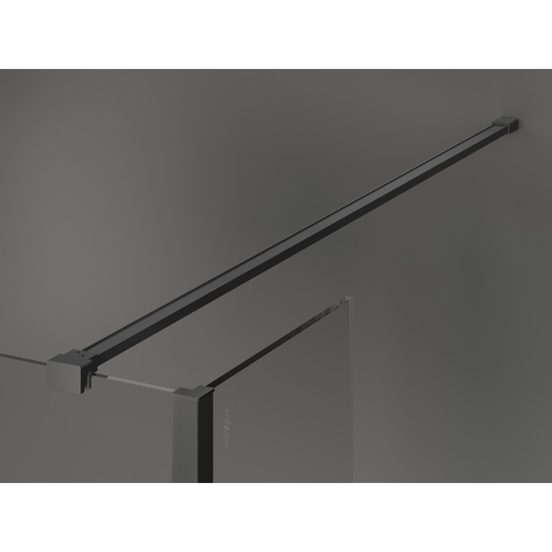 Mexen Kioto zuhanyfal Walk-in 110 x 100 x 30 cm, fekete keret, gun metal - 800-110-100-221-95-70-030