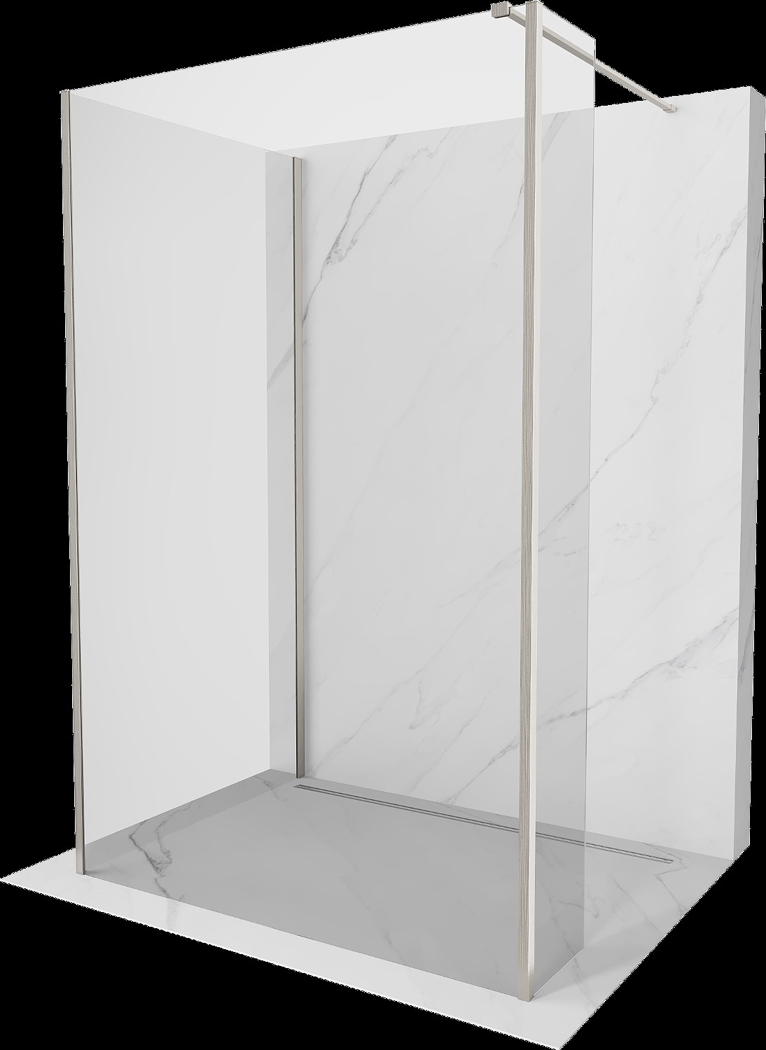 Mexen Kioto perete duș Walk-in 90 x 70 x 30 cm, transparent, nichel periat - 800-090-070-221-97-00-030