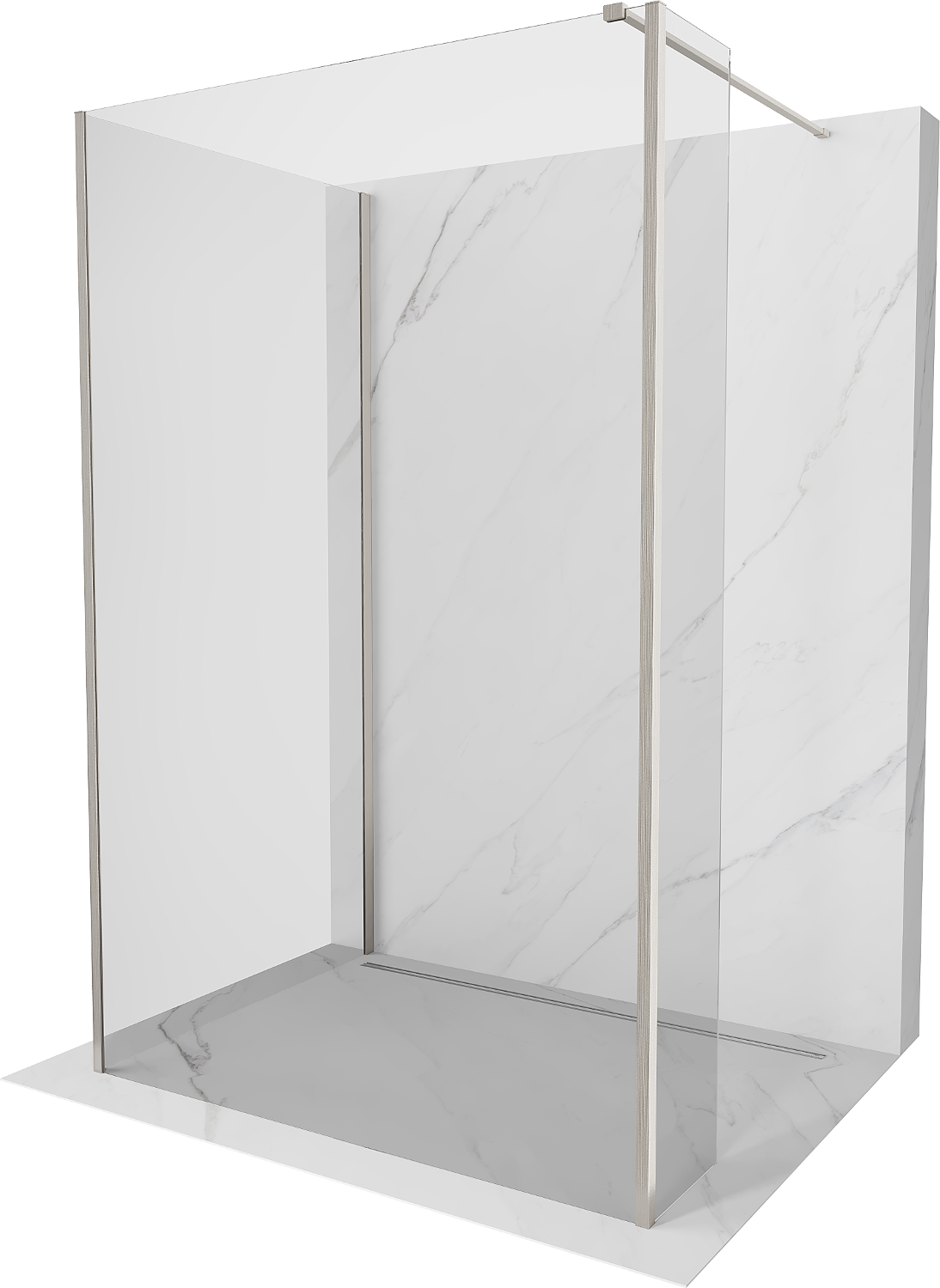 Mexen Kioto panou de duş Walk-in 90 x 75 x 30 cm, transparent, nichel periat - 800-090-075-221-97-00-030