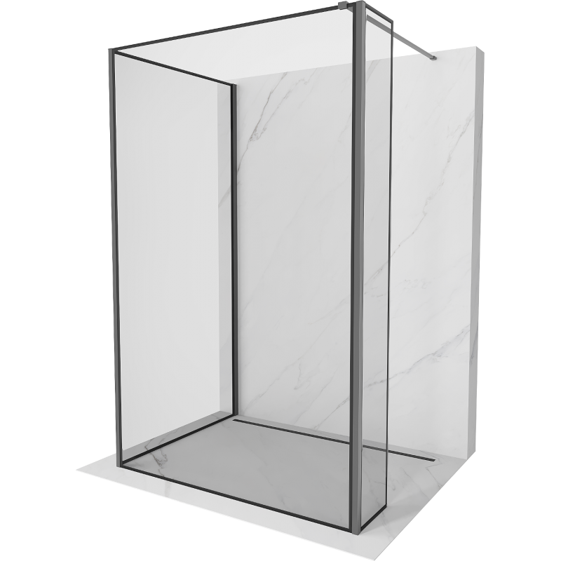 Mexen Kioto Walk-in zuhanyfal 110 x 100 x 40 cm, fekete minta, gun metal - 800-110-100-221-95-70-040