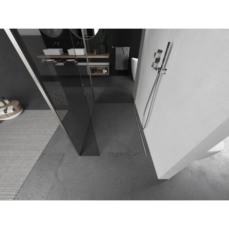 Mexen Kioto Walk-in zuhanyfal 135 x 100 x 30 cm, átlátszó, szálcsiszolt nikkel - 800-135-100-221-97-00-030
