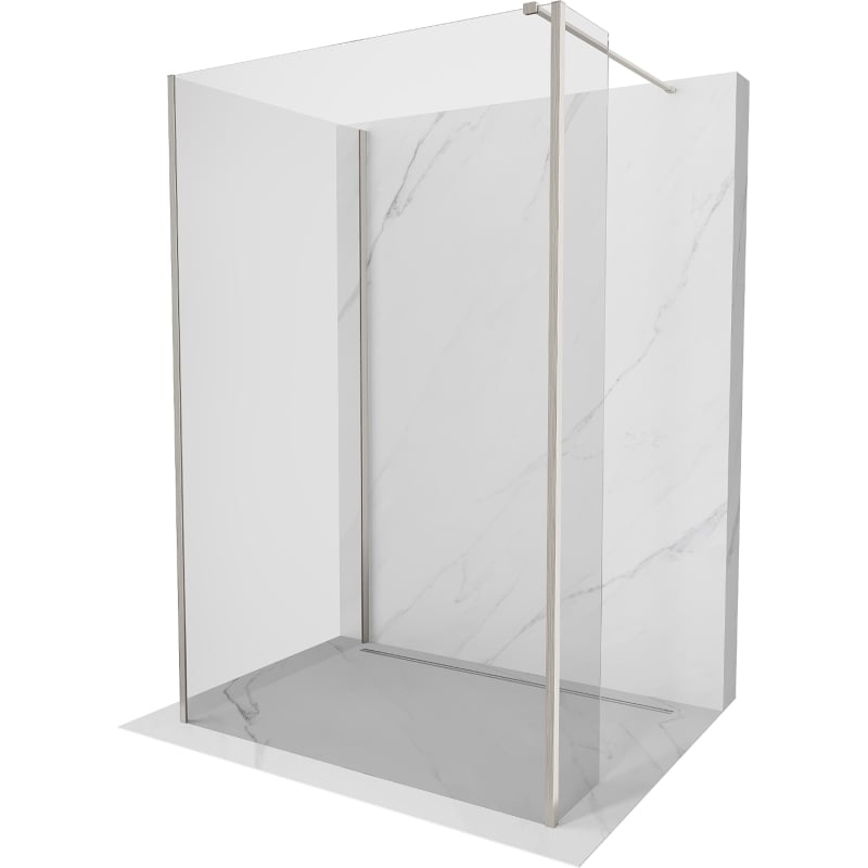 Mexen Kioto perete de duș Walk-in 135 x 100 x 30 cm, transparent, nichel periat - 800-135-100-221-97-00-030