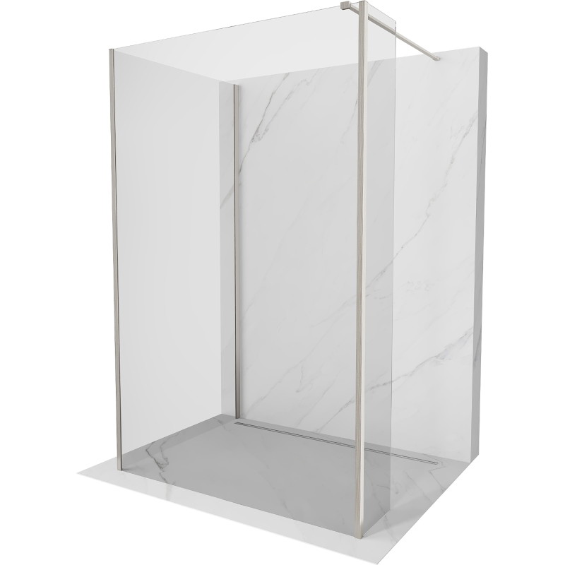 Mexen Kioto Walk-in zuhanyfal 135 x 100 x 30 cm, átlátszó, szálcsiszolt nikkel - 800-135-100-221-97-00-030