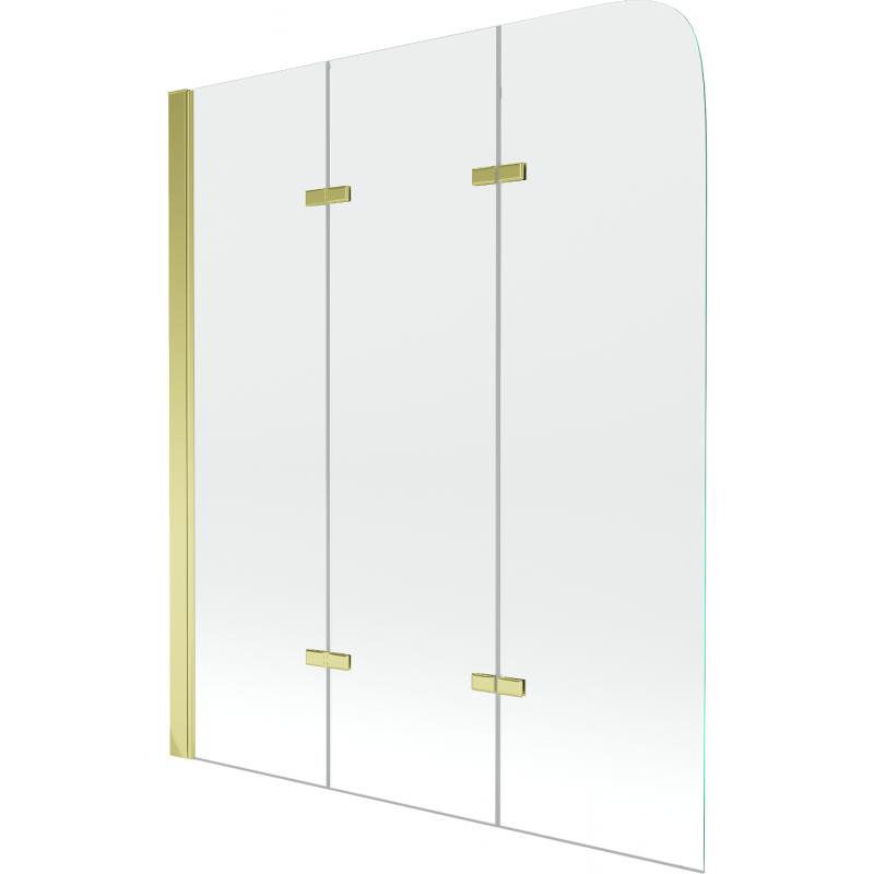 Mexen Felix paravan de cadă cu 3 panouri 120 x 140 cm, transparent, auriu - 890-120-003-50-00