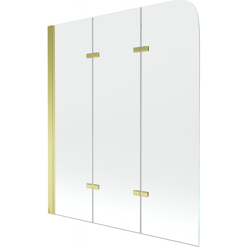 Mexen Felix protecție cadă cu 3 panouri 120 x 140 cm, transparent, auriu - 890-120-003-50-00