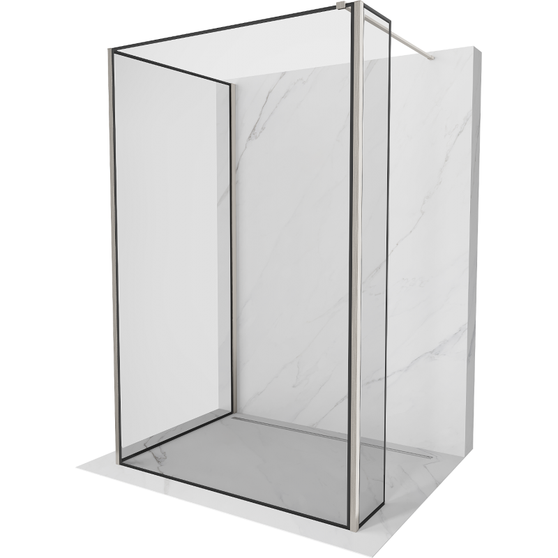Mexen Kioto Walk-in zuhanyfal 110 x 80 x 40 cm, fekete minta, kefélt nikkel - 800-110-080-221-97-70-040