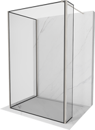 Mexen Kioto zuhanyfal Walk-in 120 x 80 x 40 cm, fekete keret, kefés nikkel - 800-120-080-221-97-70-040