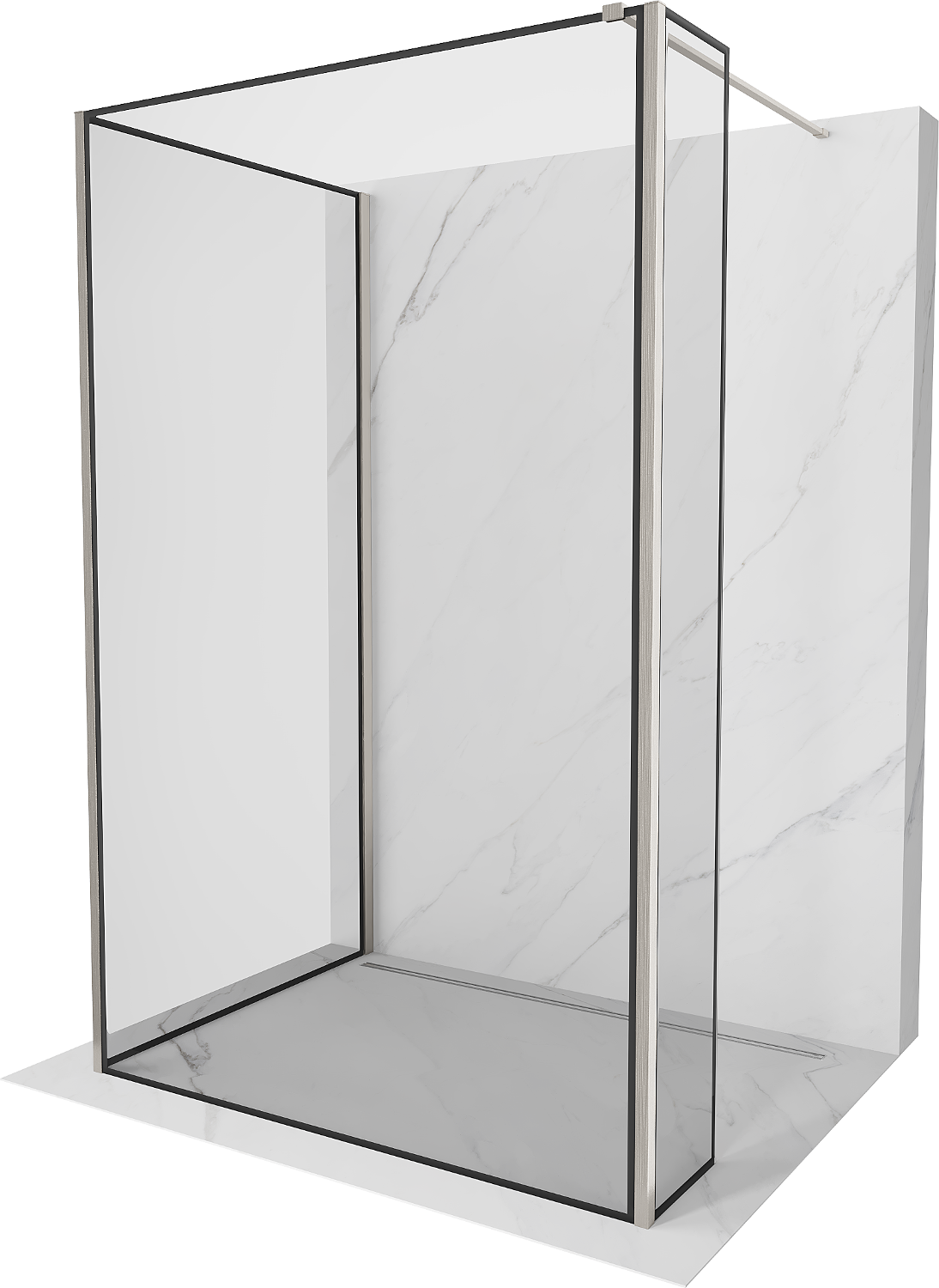 Mexen Kioto paravan de duş Walk-in 90 x 90 x 40 cm, model negru, nichel periat - 800-090-090-221-97-70-040