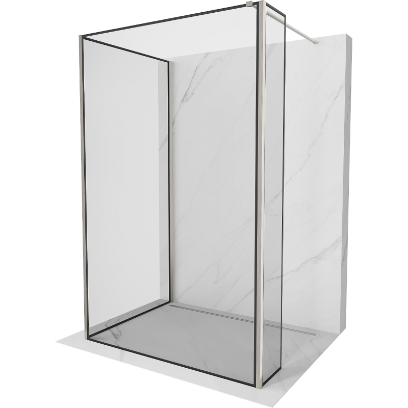 Mexen Kioto Walk-in zuhanyfal 140 x 110 x 40 cm, fekete keret, csiszolt nikkel - 800-140-110-221-97-70-040