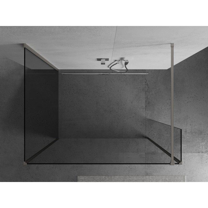 Mexen Kioto Walk-in zuhanyfal 125 x 100 x 40 cm, átlátszó, szálcsiszolt nikkel - 800-125-100-221-97-00-040