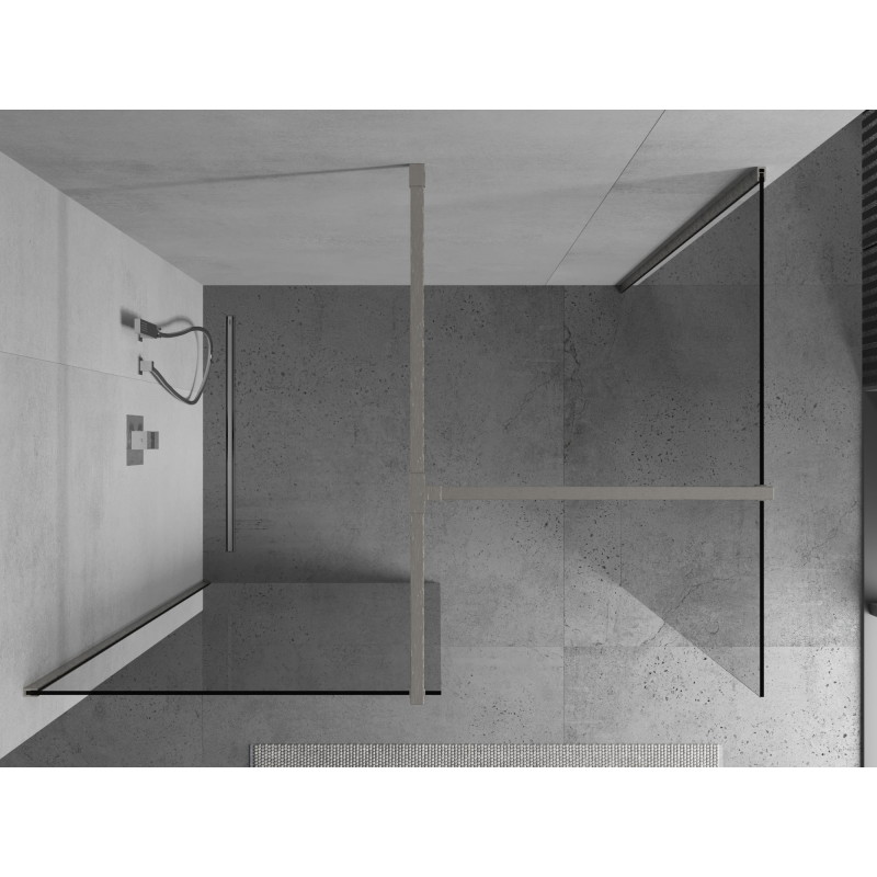 Mexen Kioto Walk-in zuhanyfal 100 x 90 cm, átlátszó, szálcsiszolt nikkel - 800-100-202-97-00-090
