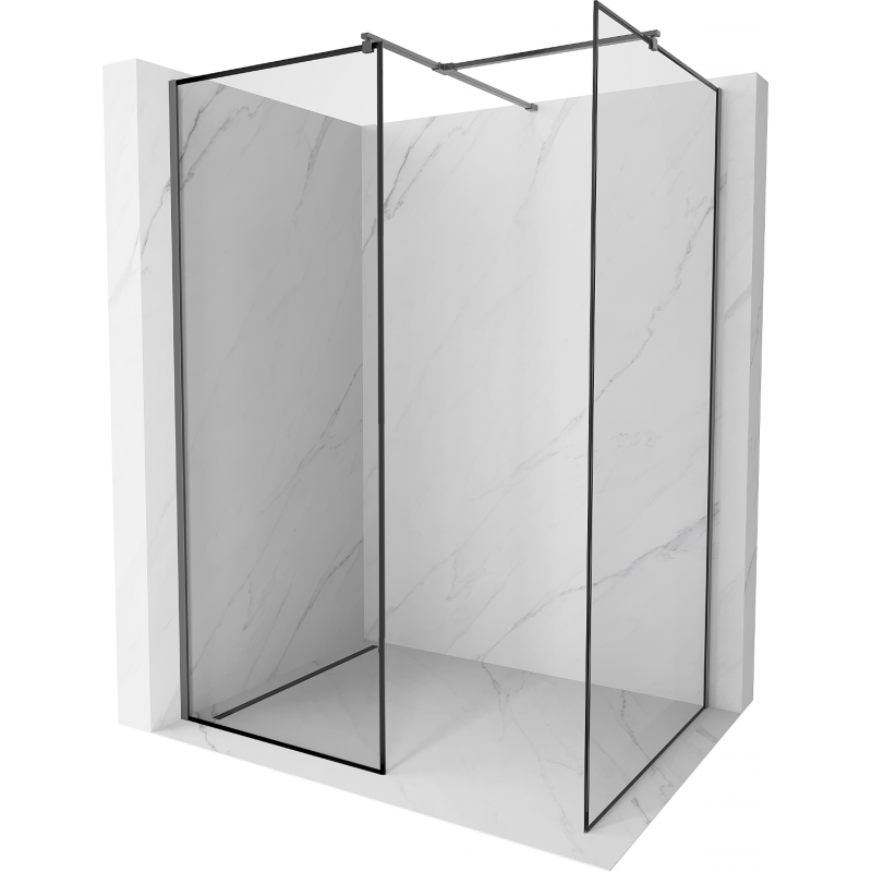 Mexen Kioto Walk-in zuhanyfal 150 x 80 cm, fekete minta, gun metal - 800-150-202-95-70-080
