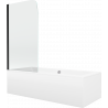 Mexen Cube téglalap alakú kád 170 x 80 cm burkolattal és 1-szárnyas paravánnal 70 cm, átlátszó, fekete