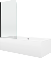 Mexen Cube téglalap alakú kád 170 x 80 cm burkolattal és 1-szárnyas paravánnal 70 cm, átlátszó, fekete