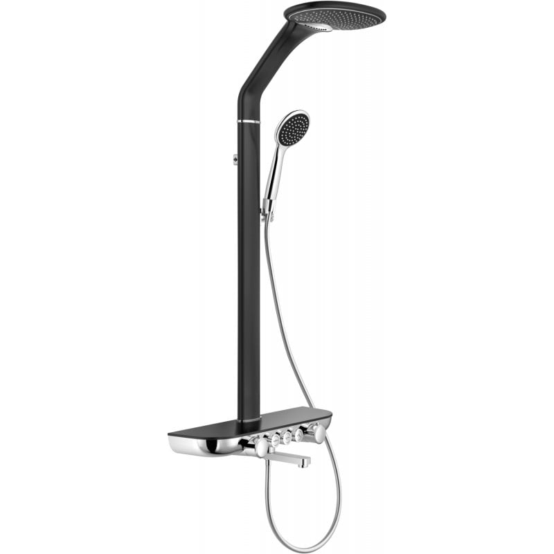 Mexen Blaze set de duș montat pe perete cu duș de ploaie și baterie, negru/crom - 78109-71