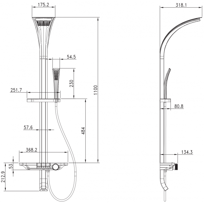 Mexen Sonic zuhanykészlet esőztetővel és csapteleppel, fehér - 78110-20