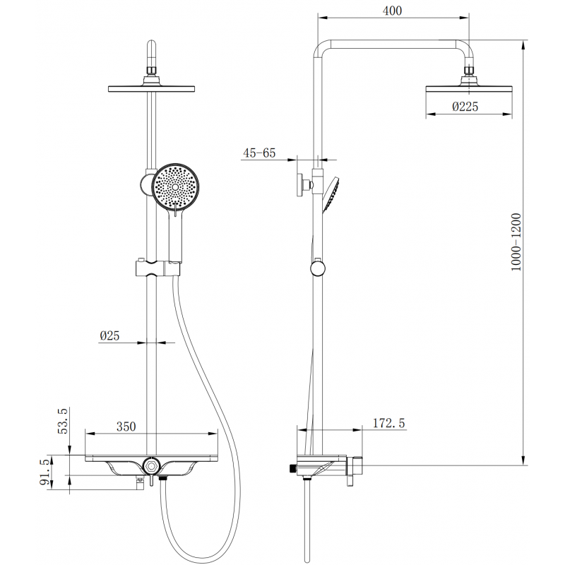 Mexen Frost falon kívüli zuhanyszett esőztetővel és csapteleppel, fehér - 78111-20