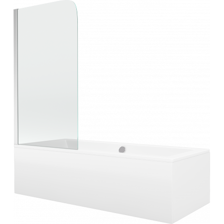 Mexen Cube cadă dreptunghiulară 170 x 80 cm cu carcasă și paravan cu 1 panou de 80 cm, transparent, crom - 550517080X9008010100