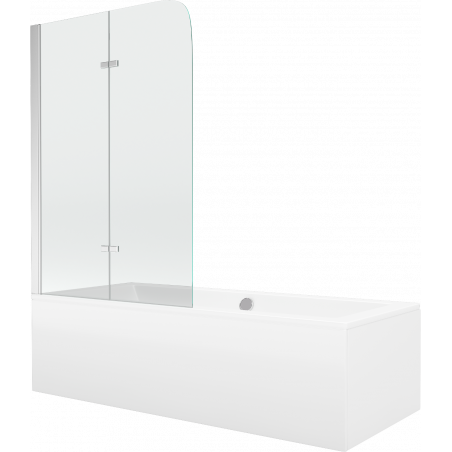 Mexen Cube cadă dreptunghiulară 170 x 80 cm cu carcasă și paravan cu 2 canaturi 80 cm, transparent, crom
