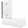 Mexen Cube cadă dreptunghiulară 170 x 80 cm cu panouri si paravan cu 2 aripi 80 cm, transparent, Neagră - 550517080X9008027000