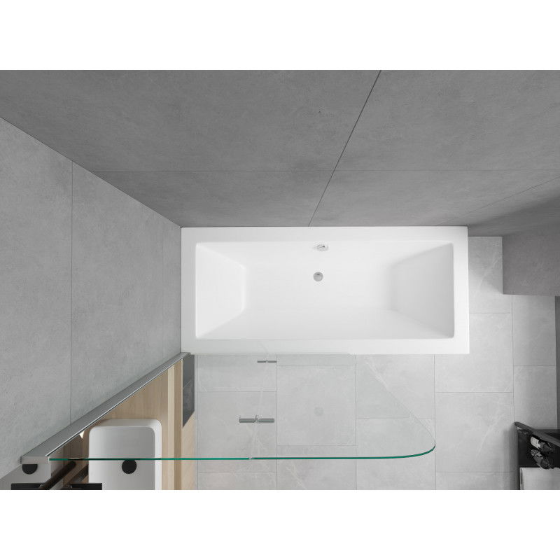 Mexen Cube cadă dreptunghiulară 170 x 80 cm cu carcasă și paravan cu 2 uși 100 cm, transparent, crom - 550517080X9010020100