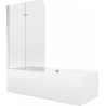 Cada dreptunghiulară Mexen Cube 170 x 80 cm cu placare și paravan cu 2 uși 100 cm, transparent, crom - 550517080X9010020100