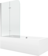 Mexen Cube cadă dreptunghiulară 170 x 80 cm cu panouri si paravan cu 2 aripi 100 cm, transparent, Crom - 550517080X9010020100