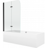 Mexen Cube cada dreptunghiulară 170 x 80 cm cu masca și paravan cu 2 canaturi 100 cm, transparent, negru