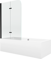 Mexen Cube tégla alakú kád 170 x 80 cm burkolattal és 2-szárnyú paravánnal 100 cm, áttetsző, fekete