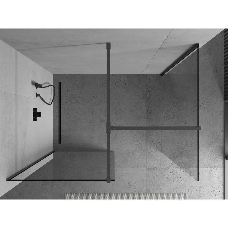 Mexen Kioto perete duș Walk-in 140 x 110 cm, transparent, gri armă periat - 800-140-202-66-00-110