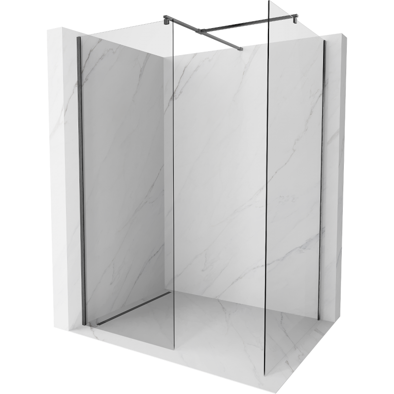 Mexen Kioto zuhanyfal Walk-in 155 x 80 cm, áttetsző, gun gray csiszolt - 800-155-202-66-00-080
