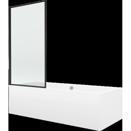 Mexen Cube cadă dreptunghiulară 170 x 80 cm cu panouri si paravan cu 1 aripă 70 cm, Model negru fix - 550517080X9307007070