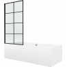 Mexen Cube cadă dreptunghiulară 170 x 80 cm cu carcasa și paravan cu 1 panou de 80 cm, model negru - 550517080X9308017077