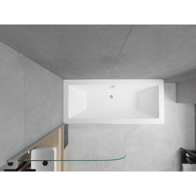 Mexen Cube téglalap alakú kád 180 x 80 cm burkolattal és 1-szárnyas paravánnal 70 cm, átlátszó, króm - 550518080X9007010100