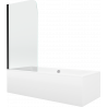 Mexen Cube cadă dreptunghiulară 180 x 80 cm cu carcasă și paravan cu 1 canat 70 cm, transparent, negru