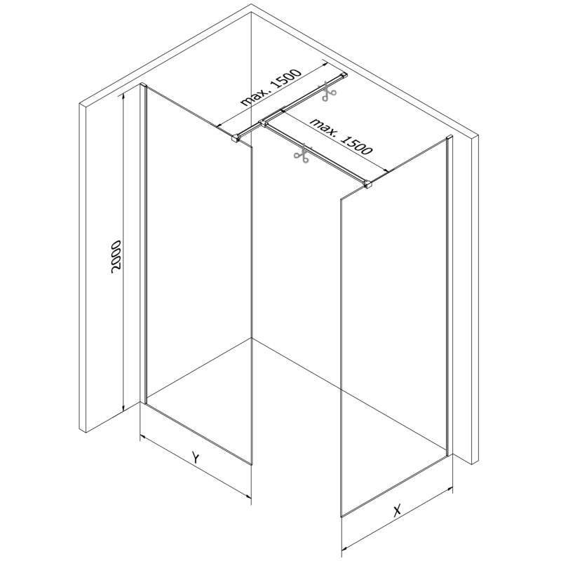 Mexen Kioto Walk-in zuhanyfal 145 x 80 cm, áttetsző, gun metal - 800-145-202-95-00-080