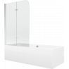 Mexen Cube cada dreptunghiulară 180 x 80 cm cu mască și paravan cu 2 canaturi 100 cm, transparentă, cromată