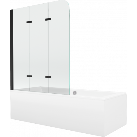 Cadă dreptunghiulară Mexen Cube 180 x 80 cm cu carcasă și paravan cu 3 panouri 120 cm, transparent, negru - 550518080X901203700?