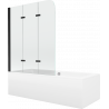 Mexen Cube téglalap alakú kád 180 x 80 cm burkolattal és 3-részes paravánnal 120 cm, átlátszó, fekete - 550518080X9012037000