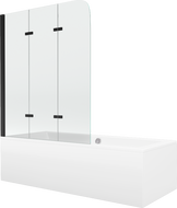 Mexen Cube 180 x 80 cm-es téglalap alakú kád burkolattal és 3 szárnyú, 120 cm-es paravánnal, átlátszó, fekete
