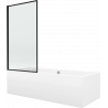 Mexen Cube téglalap alakú kád 180 x 80 cm burkolattal és 1-szárnyú paravánnal 70 cm, fekete minta fix
