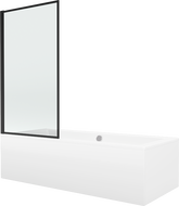 Mexen Cube cadă dreptunghiulară 180 x 80 cm cu panouri si paravan cu 1 aripă 70 cm, Model negru - 550518080X9307017070