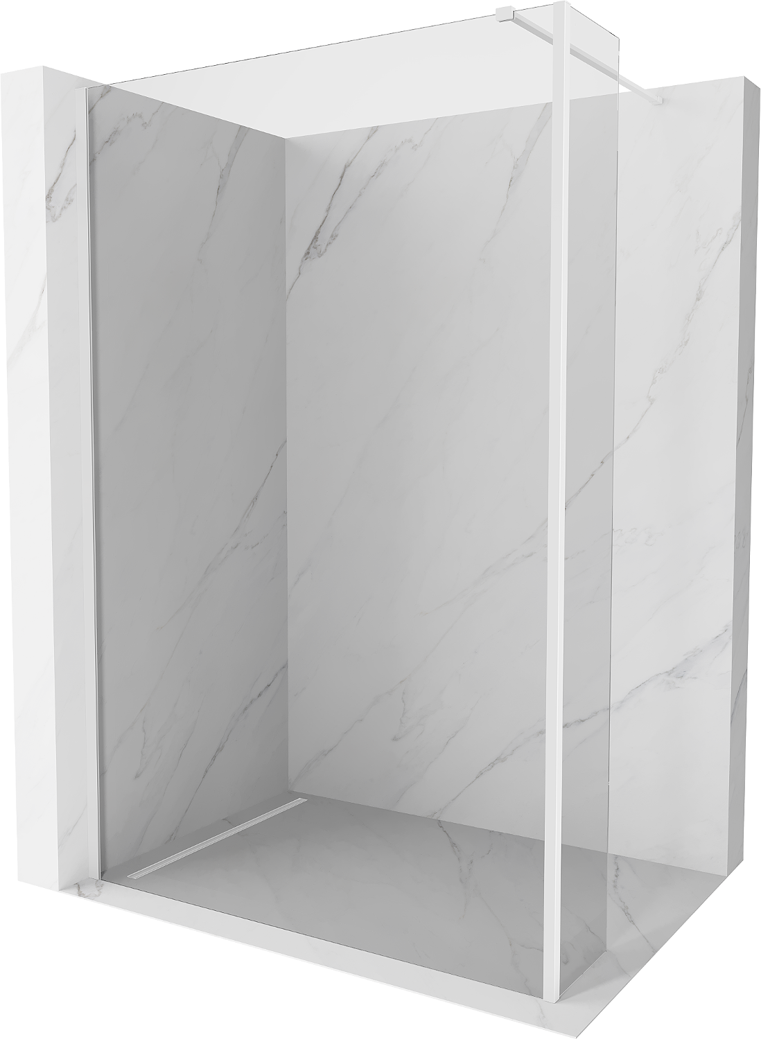 Mexen Kioto perete dus Walk-in 110 x 30 cm, transparent, alb - 800-110-212-20-00-030