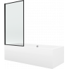 Mexen Cube téglalap alakú kád 180 x 80 cm burkolattal és egy szárnyú paravánnal 80 cm, fekete minta fix - 550518080X9308007070