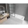 Mexen Cube téglalap alakú kád 180 x 80 cm burkolattal és 1-szárnyú paravánnal 80 cm, fekete fix minta - 550518080X9308007077