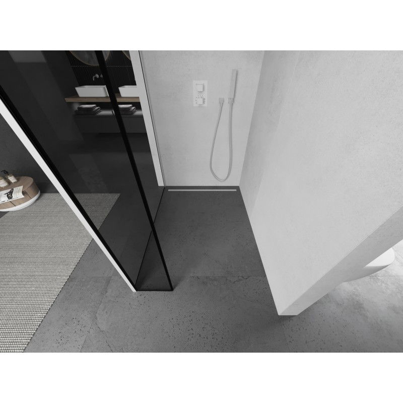 Mexen Kioto perete de duș Walk-in 130 x 30 cm, cadru negru, alb - 800-130-212-20-70-030