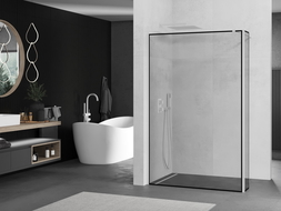 Mexen Kioto zuhanyfal Walk-in 90 x 40 cm, fekete keret, fehér - 800-090-212-20-70-040