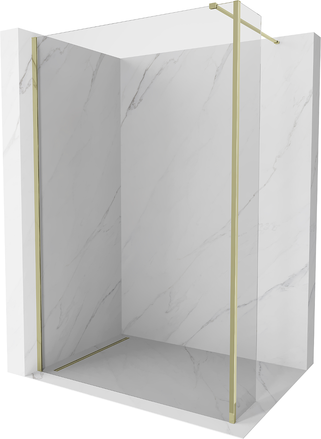 Mexen Kioto perete de duș Walk-in 105 x 30 cm, transparent, aurie - 800-105-212-50-00-030