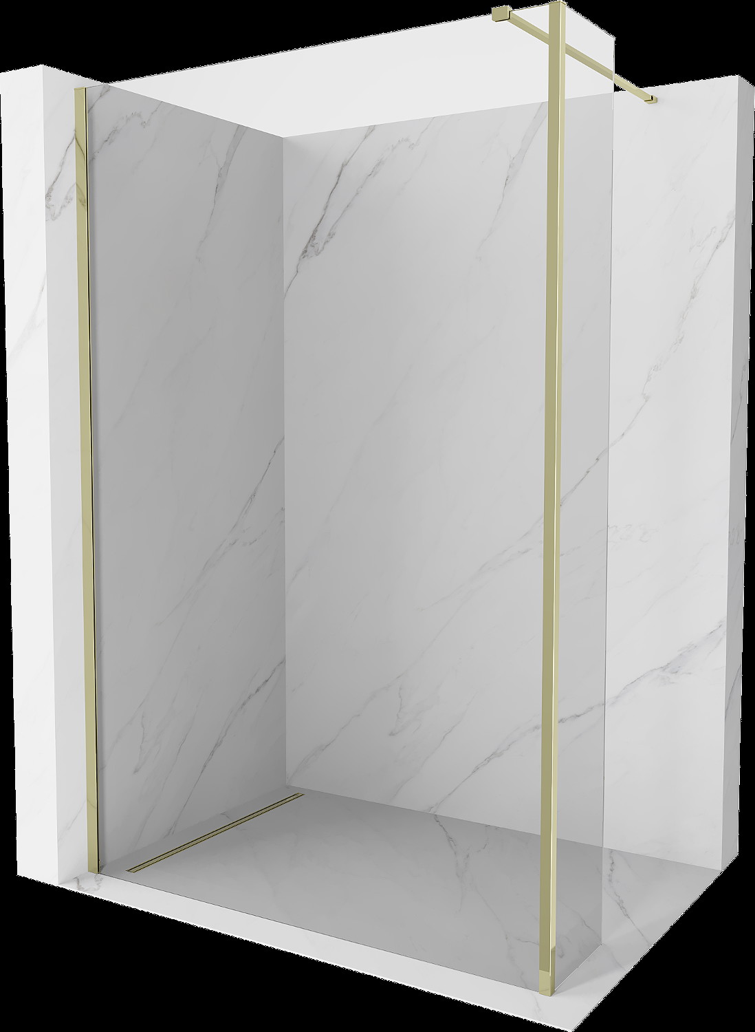 Mexen Kioto perete de duş Walk-in 110 x 30 cm, transparent, aurie - 800-110-212-50-00-030